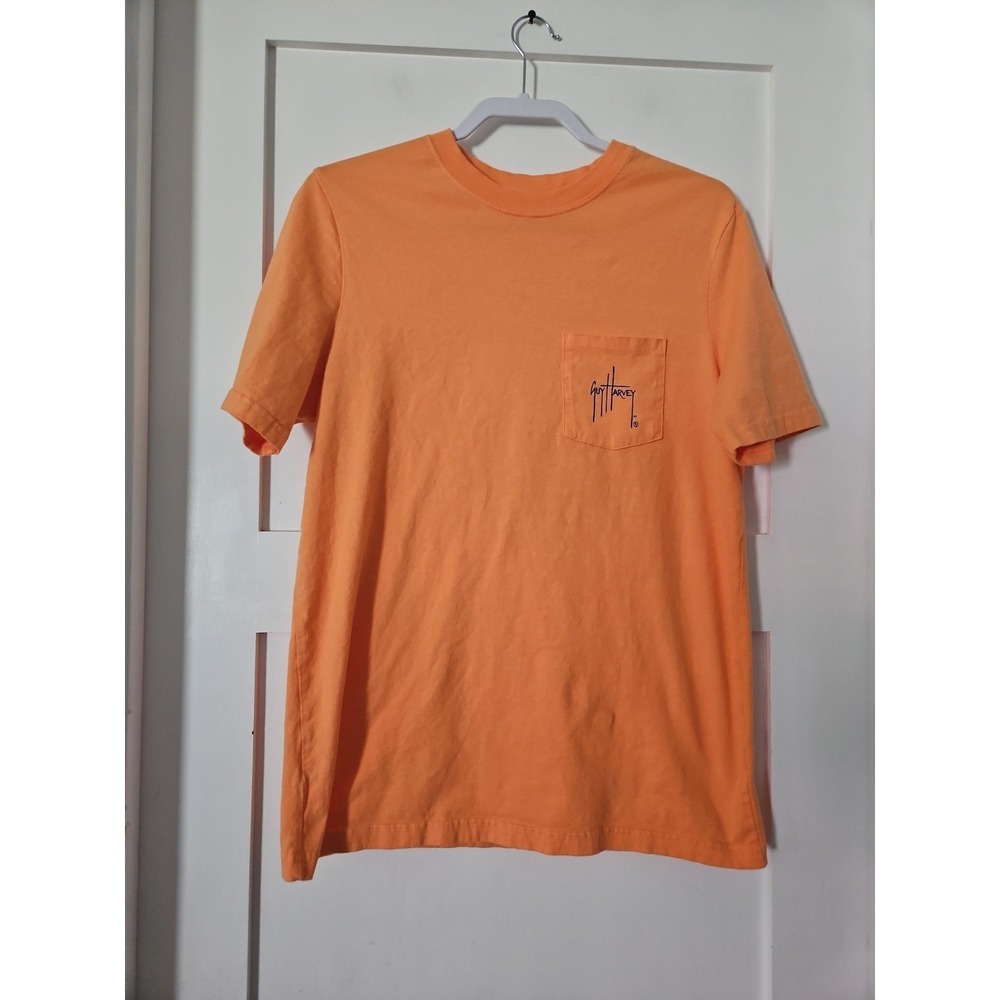 Guy Harvey Orange Tuna Offshore Fishing Pocket Graphic T-Shirt Men's Size M - Picture 2 of 12